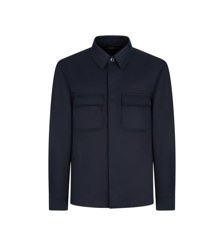 COTTON TWILL DOUBLE SPLITTABLE OVERSHIRT NAVY online